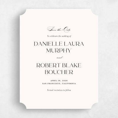 Beige Ticket Wedding Save the Date - Hilltone Portrait