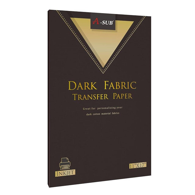 A-SUB Heat Transfer Paper for Dark Fabric, 11X17 Inch Iron On Transfer Paper for Inkjet Printer 10 Sheets, Make Custom T-Shirts, Totes, Bags
