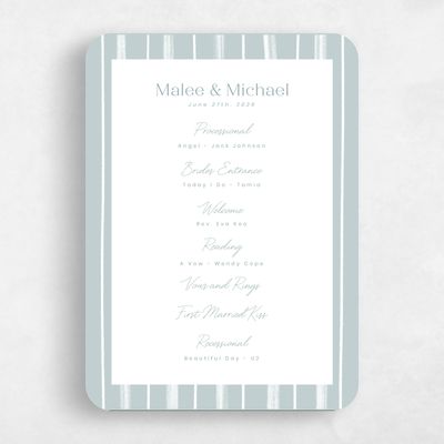 Blue Rounded Wedding Program - Coastal