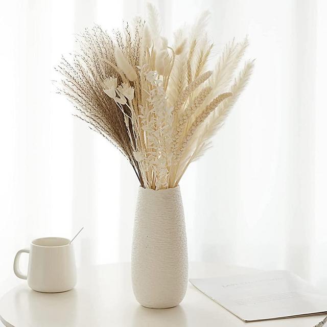 Natural Dried Pampas Grass - 85 Stems Assorted Dried Flowers for Vase – Includes 17 Inch White Pompous Grass, Bunny Tails, Natural Reed Grass – Boho Home Decor Ideal for Wedding Decoration