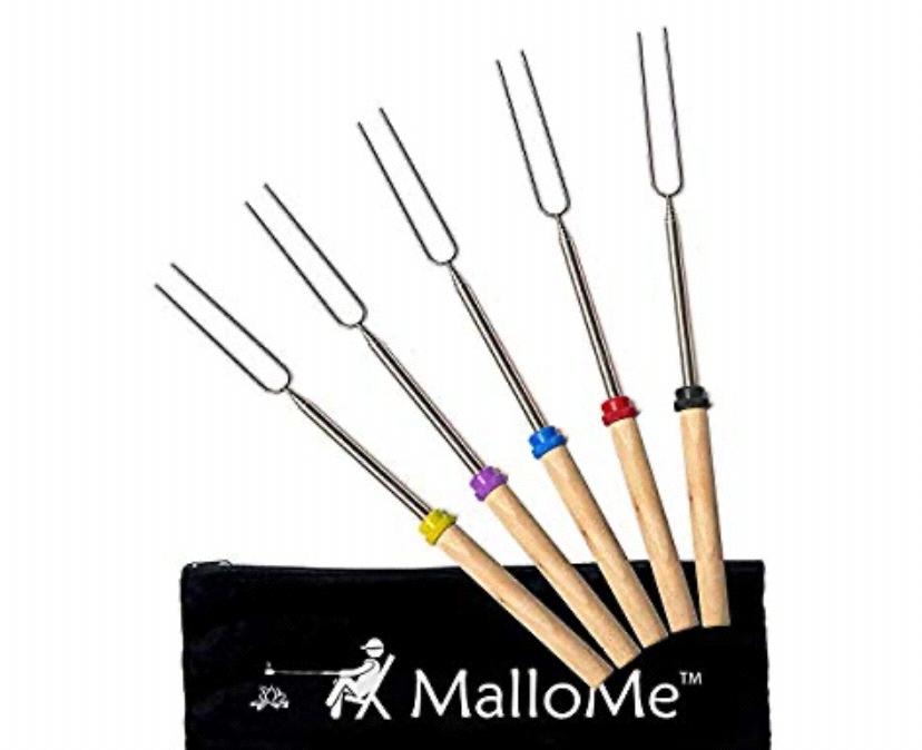Marshmallow Roasting Smores Sticks - Camping Accessories for Campfire Fire Pit Cooking Set of 5