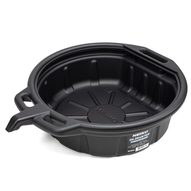 NEIKO 20760A Large Oil Drain Pan, 4 Gallon (16L) Capacity, Black Plastic Anti Splash Oil Pan, Motor Oil Drip Catcher Pan, Non Spill Pour Spout, Oil Catch Pan for Changing Oil, Oil Drain Container