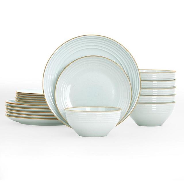 Famiware Jupiter Dinnerware Set, Plates and Bowls Sets for 6, Microwave and Dishwasher Safe, Scratch Resistant, 18 Pieces Dishes Set, Light Blue