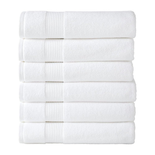 Modern Threads Hotel Collection 6-Pack 100% Ring Spun Cotton, Highly Absorbent Quick Drying Bath Towel Set, White, 30x60