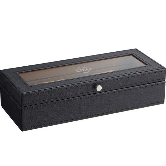 Grant Leather Watch Box, 5 Slot, Black