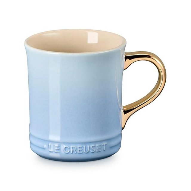 Le Creuset Vancouver Mug with Gold Metallic Handle, 14 oz., Coastal Blue