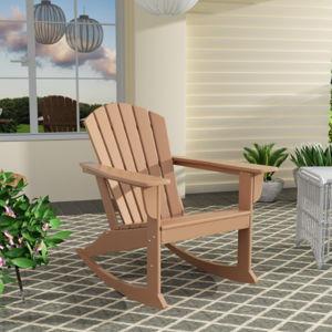 Costaelm Outdoor Adirondack Chair, All Weather Resistant Lawn Chairs Balcony Chair and Fire Pit Chairs, Deck Chairs Outdoor Porch Rocking Chair High Back HDPE Poly Lumber, Teak