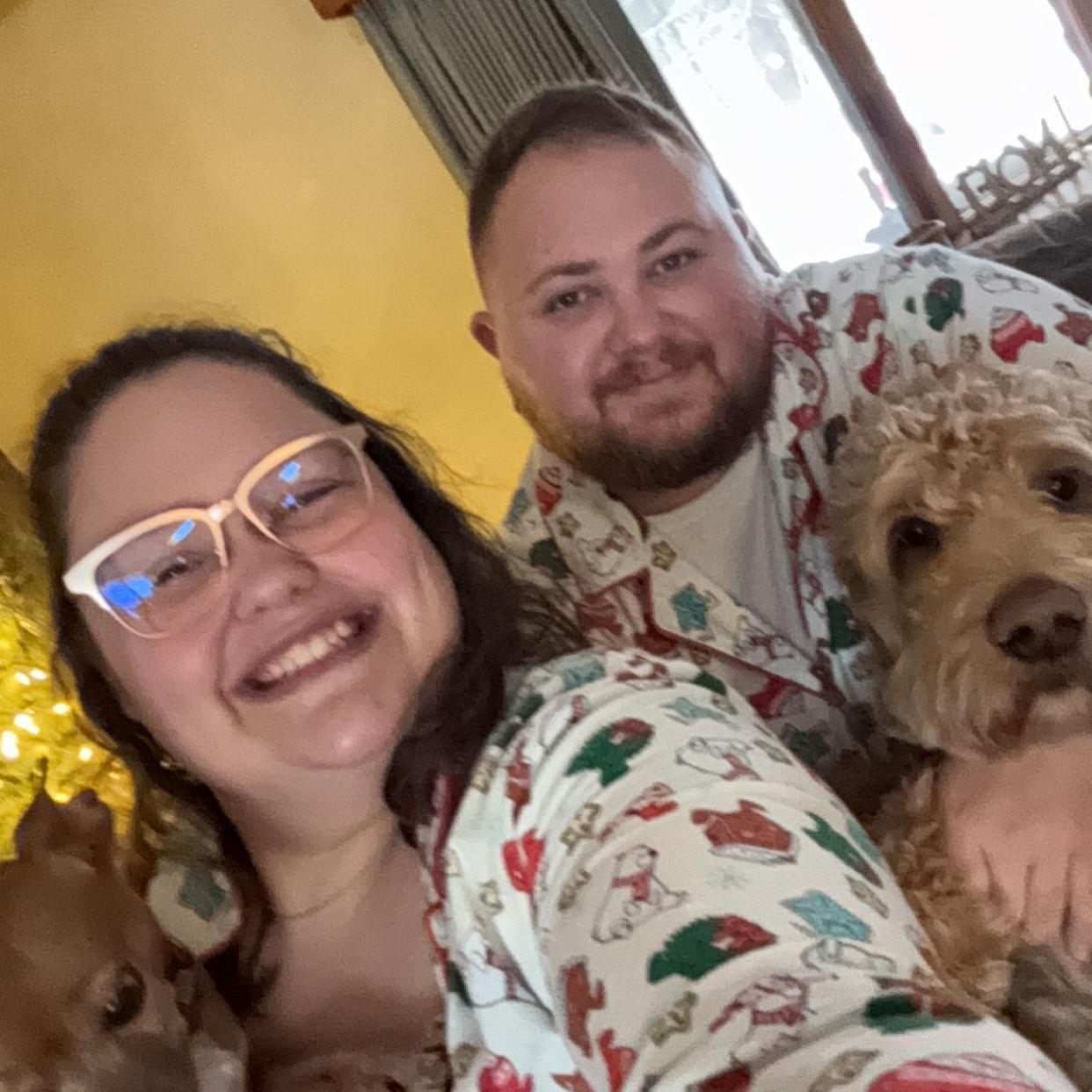 I forced him to wear matching christmas PJ's