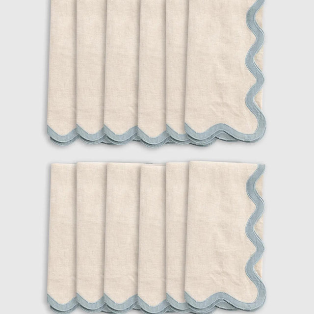 European Linen Scallop Edge Napkins (Set of 12)
