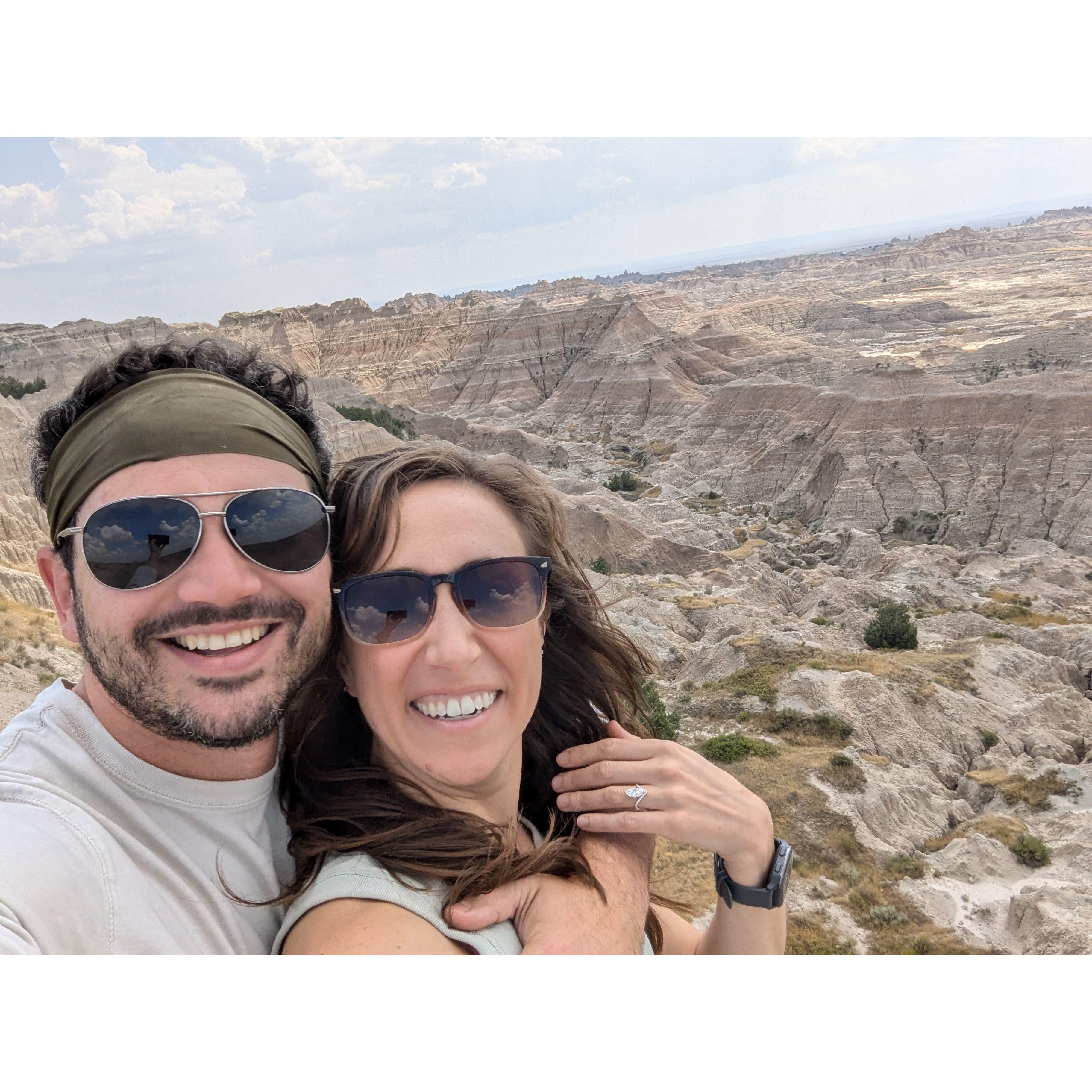 Popped the question in Badlands National Park! August 15th, 2024.