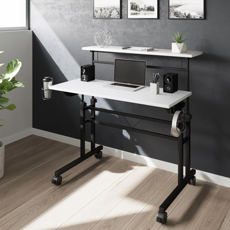 Techni Mobili Modern Style Industrial Writing Desk with Storage, Grey