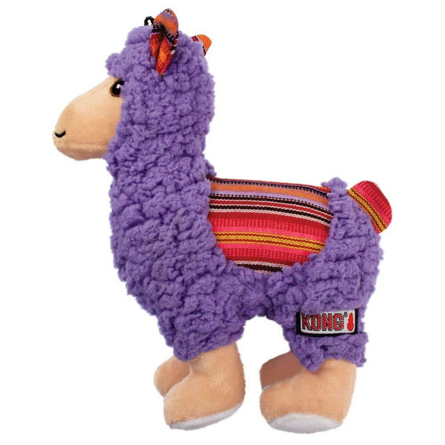 KONG Sherps Dog Toy – Medium Size, Plush Squeaky Toy for Indoor Play, Soft & Durable (Llama)