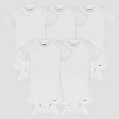 Gerber Baby Organic Cotton 5pk Organic Short Sleeve Onesies White