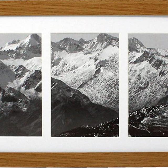 8x14 Natural Collage Gallery Picture Frame with Three 4x6 Inch Openings - Includes Both Attached Hanging Hardware and Desktop Easel - Display Three 4 x 6 Inches Photos Horizontal or Vertical