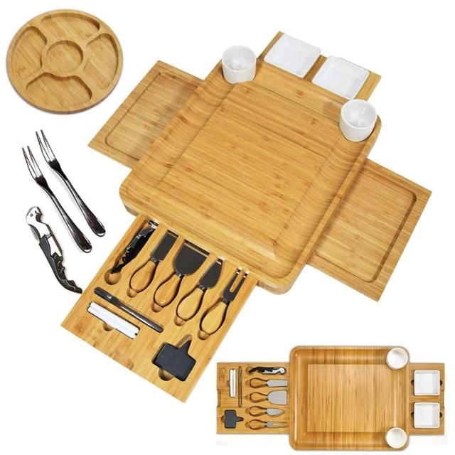 Cheese Board with Knives and Bowls