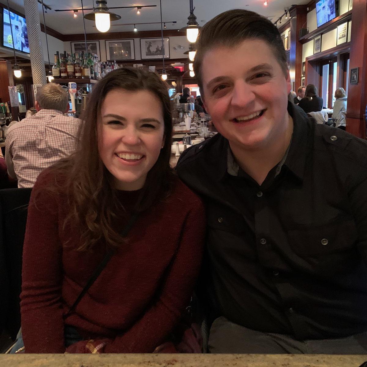 at a restaurant in NYC from winter break Jan 2020
