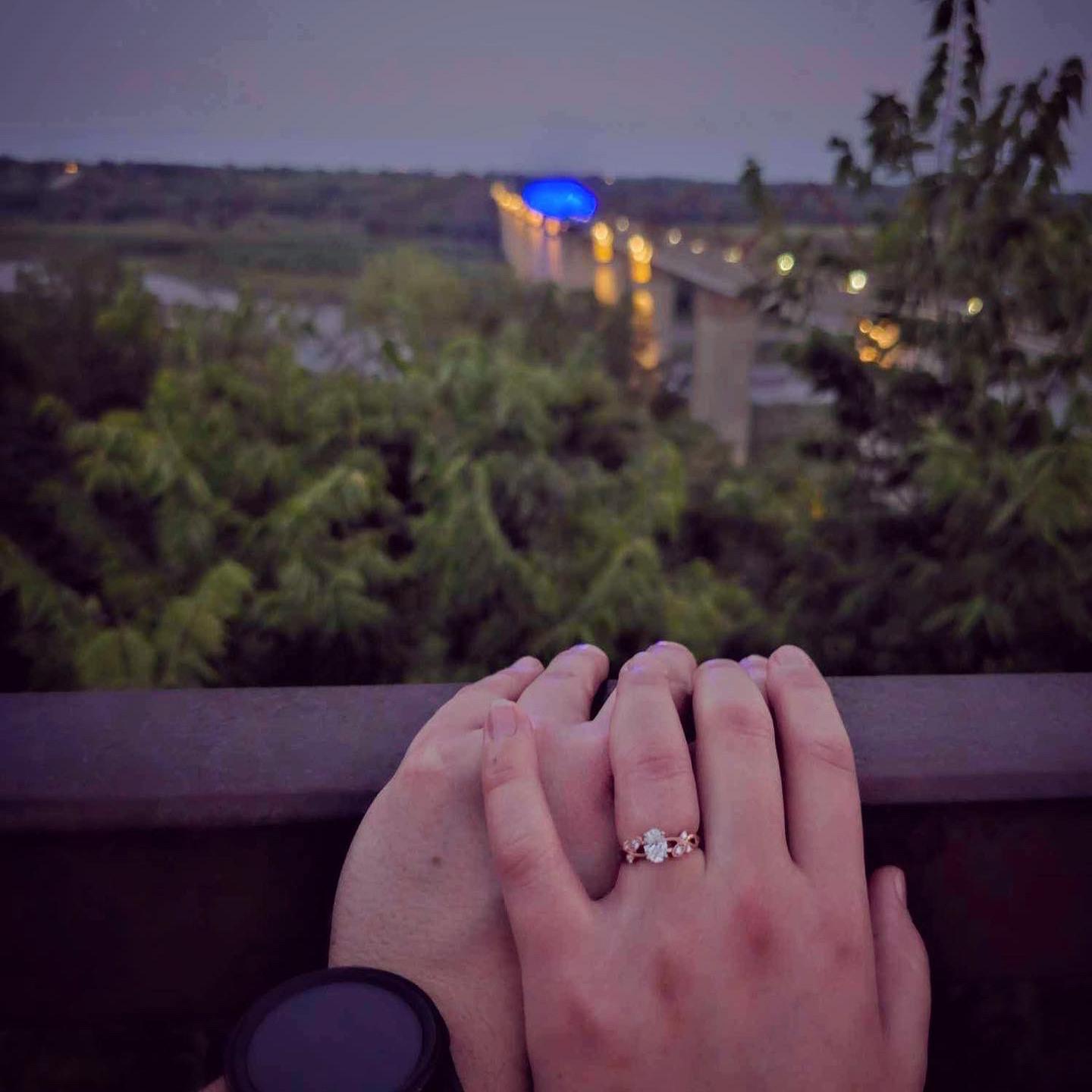 The night we got engaged at the high trestle trail bridge in Madrid!