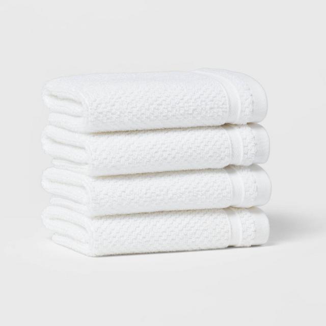 4pk Performance Texture Washcloth Set White - Threshold™