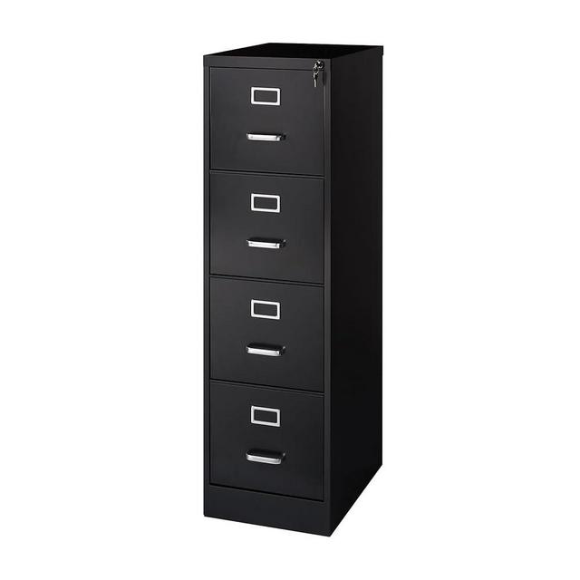 STAPLES 4-Drawer Vertical File Cabinet, Letter Size Documents, Lockable, 22" D x 14.9" W x 51.97" H, Black