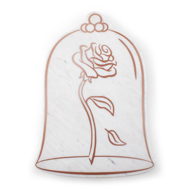 Toscana Beauty and the Beast Marble Serving Stone White with Rose Gold Accents