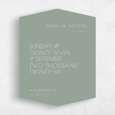 Green Diamond Wedding Save the Date - Fountaine Portrait