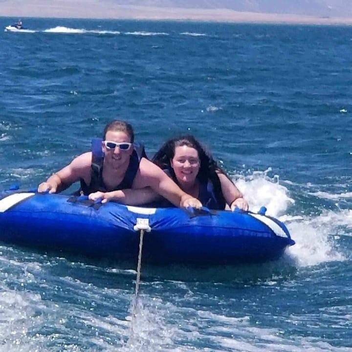 Tubing together on the Colorado River.