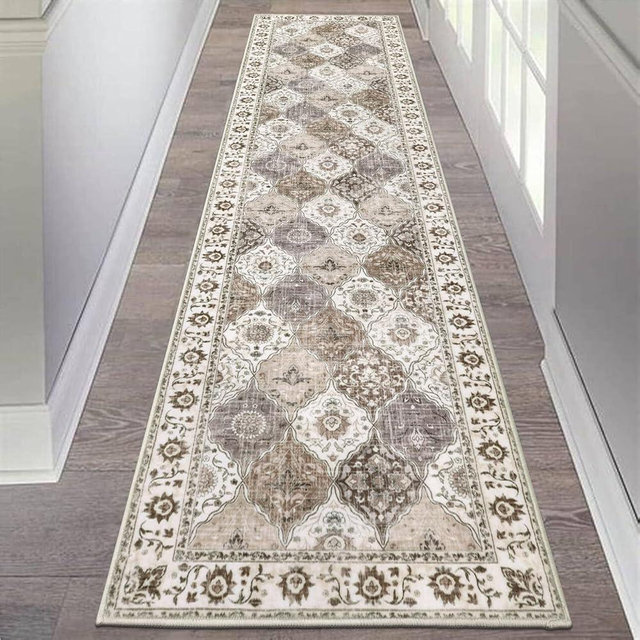 HEBE Hallway Runner Rug 2'x8' Washable Vintage Distressed Area Rugs Non Slip Laundry Rug Runner Boho Floor Carpet Runners for Hallways Entryway Laundry Room Kitchen Bathroom