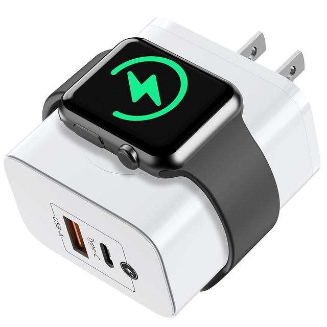 LERTOSEN for Apple Watch Charger, Magnetic Wireless Charging Block with PD 23W USB-C Fast Charger, 3-in-1 Dual Port for iWatch Series Ultra/SE/9/8/7/6, iPhone 16/15/Pro Max,iPad Pro/Air, White