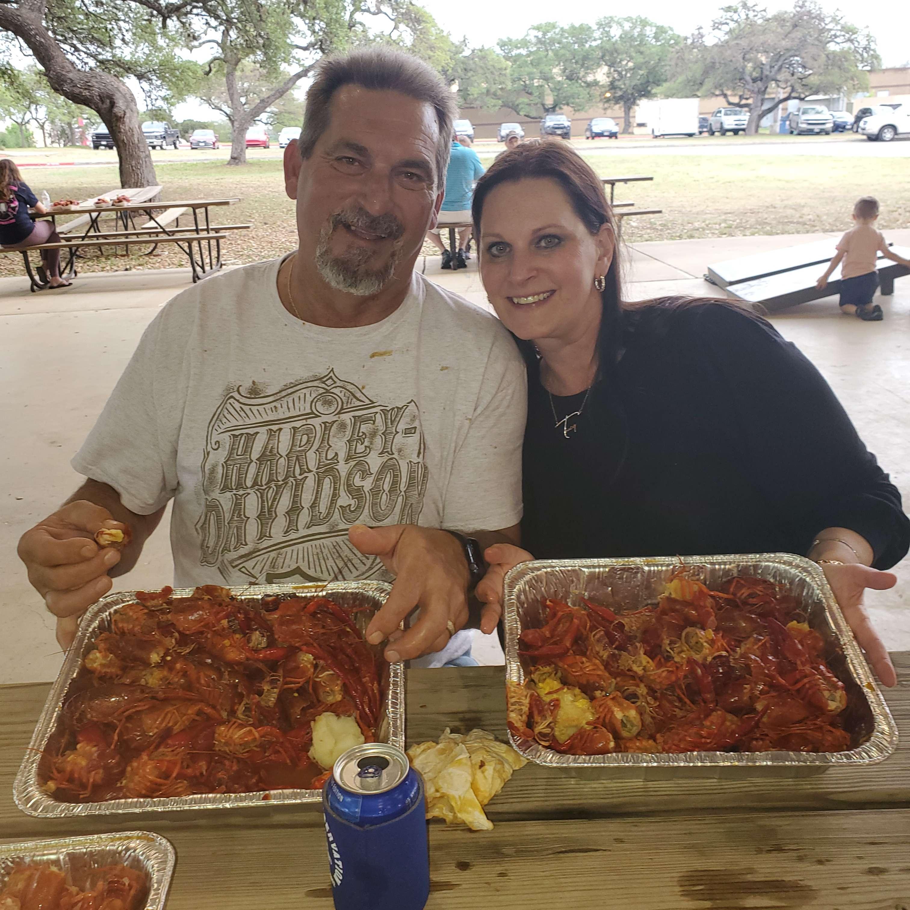 Date night eating crawfish for his 1st time