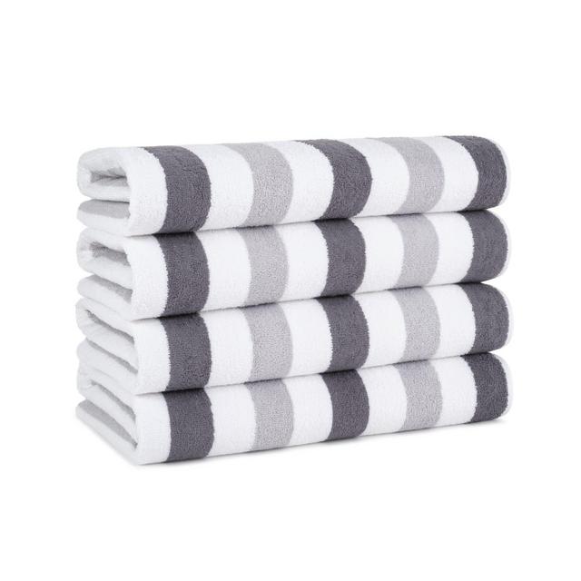 Arkwright Oversized Beach Towels , Soft Ringspun Cotton Cabo Cabana Striped Beach Towel, Pool Towel, Bath Towel - Black/Grey