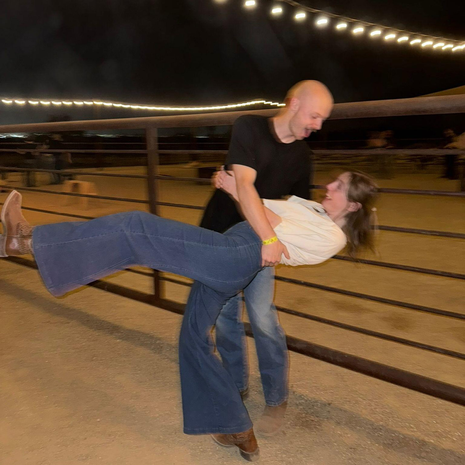 Out dancing! Despite the photo, he's actually never dropped me.