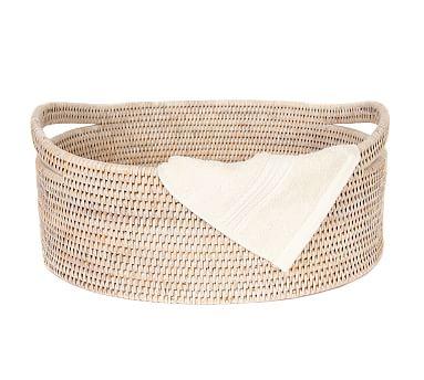 Tava Handwoven Rattan Oval Basket in Whitewash
