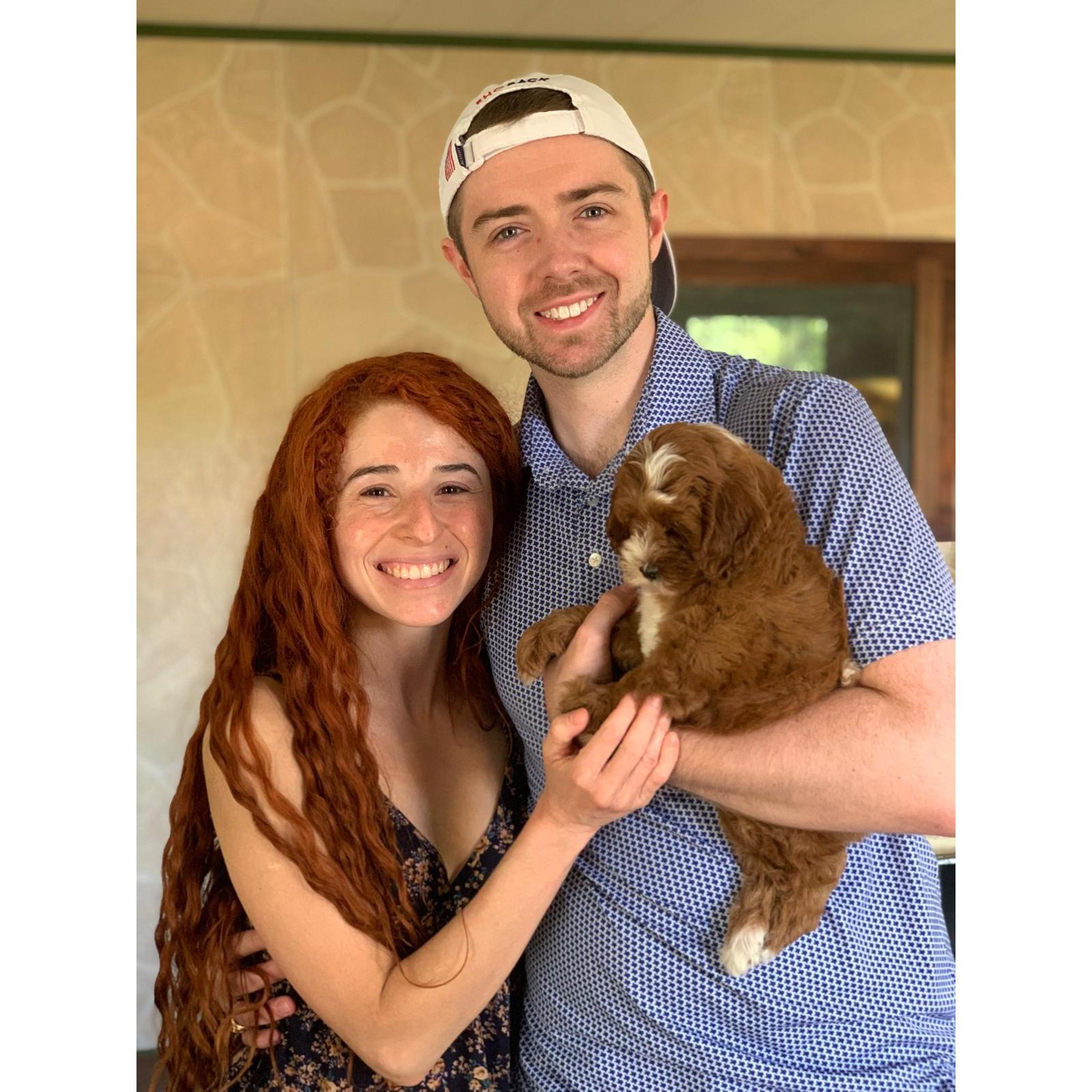 The day we became dog parents! Amber was shaking, 7 weeks old and only 3.4 pounds! (Aug 20, 2023)