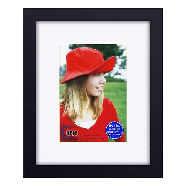 8x10 inch Picture Frames Made of Solid Wood and High Definition Glass Display Pictures 5x7 with Mat or 8x10 Without Mat for Wall Mounting Photo Frame Black