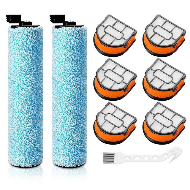 WD161 Roller and Filter For Shark HydroVac MessMaster Wet Dry Vacuum Cleaner WD161 WD261 AW261 (2 Brush 6 Foam Filter Kit)