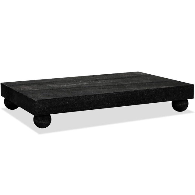 Amyhill Wood Pedestal Stand Kitchen Soap Tray Farmhouse Wooden Riser Stand for Kitchen Bathroom Counter Table Decor Plant Candle Vases Display (Black, 12 x 7 inch)