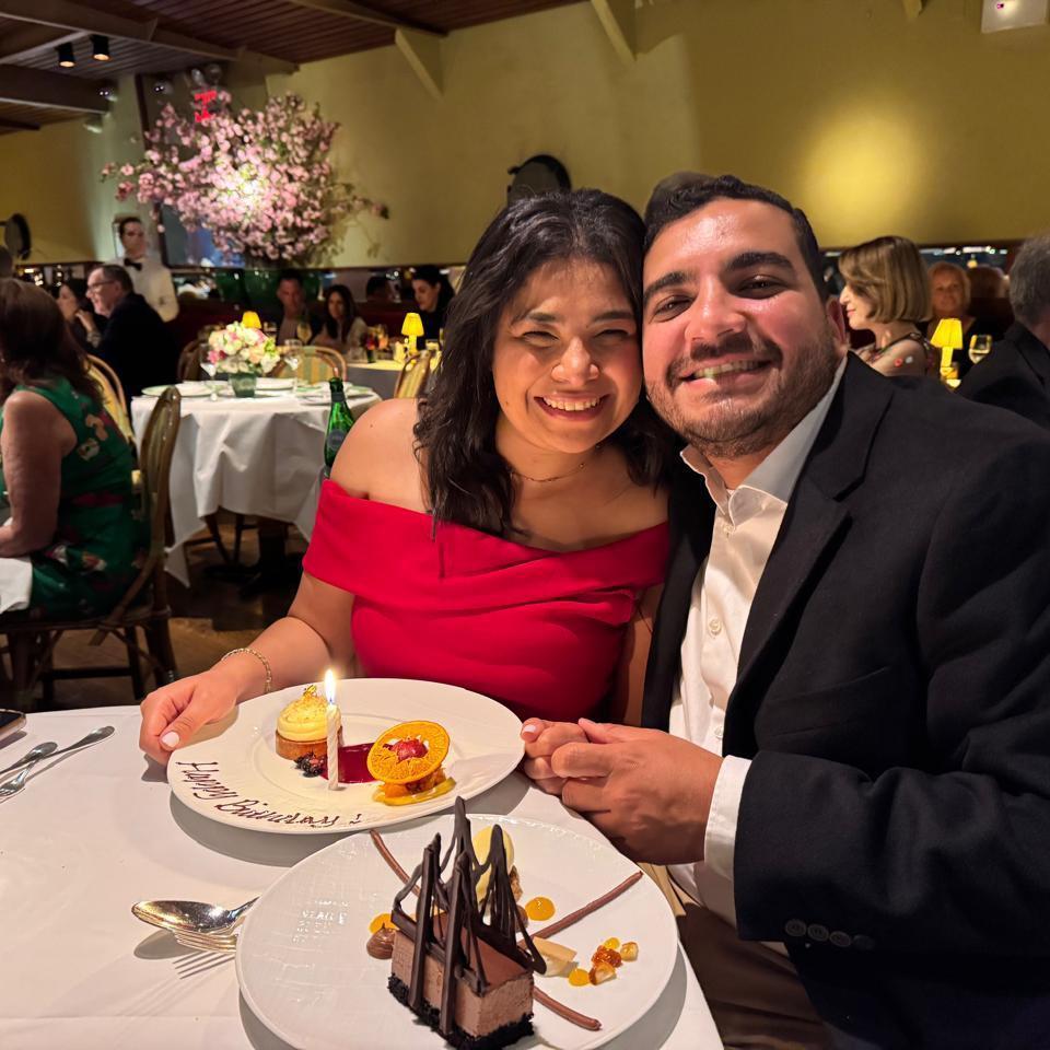 Celebrating Marina's first birthday dinner