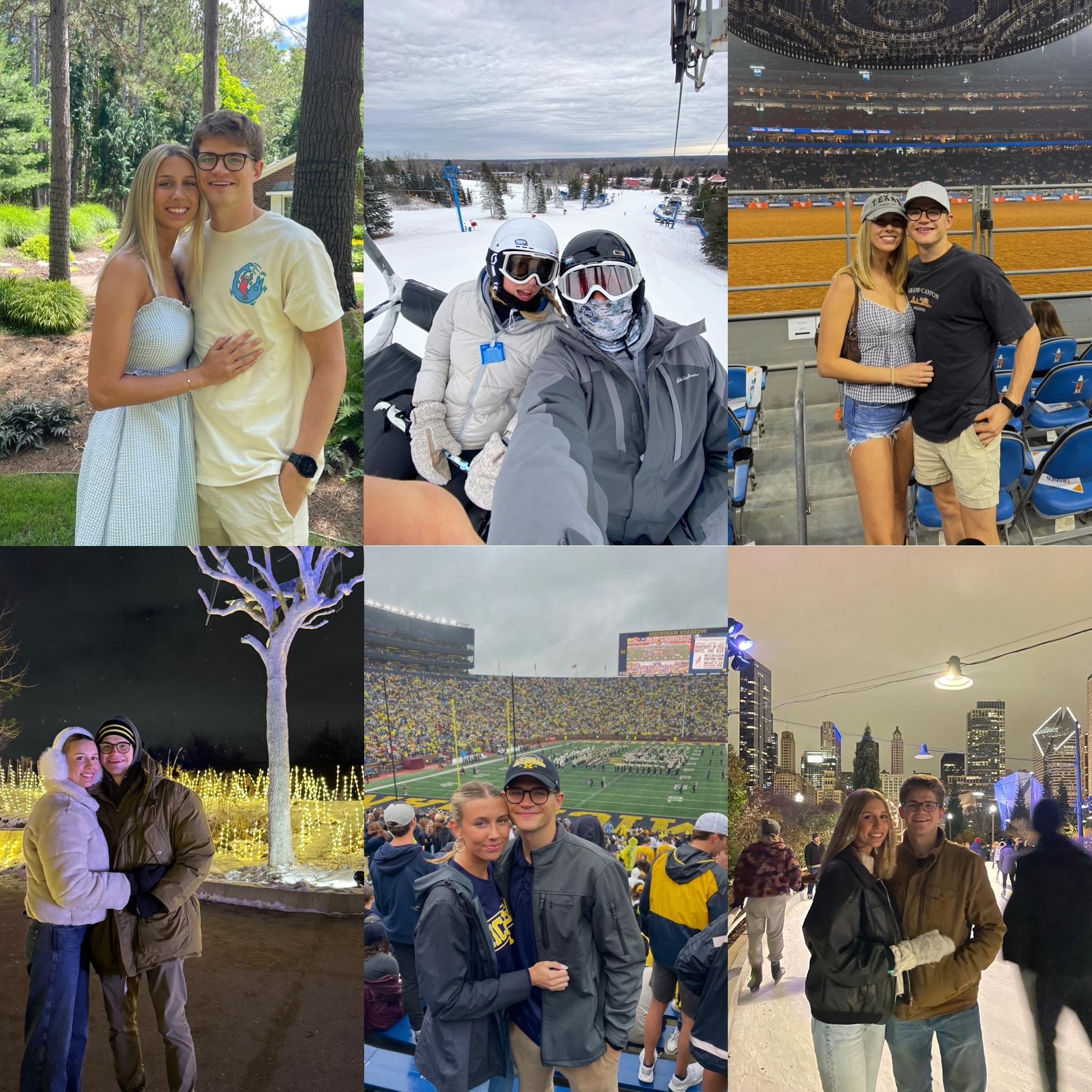 Graduation brought new jobs but also some miles between them.  Dane took a job with Pfizer and moved to Portage in May 2023.  Claire stayed in GR and started working for the Fertility Center.  The distance didn't dampen their relationship, and they saw each other multiple times a week.  The next two years would bring quiet nights in but also ski trips, football games, and more fun adventures together.  Their relationship continued to grow, and they knew their future included each other.