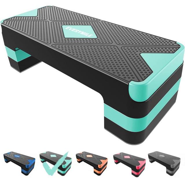 EVERYMILE Aerobic Exercise Step, Adjustable Aerobic Stepper for Exercise, Workout Step Platform, Step Up Box, 26.5" Step Deck with 4” 6” 8” Adjustable Height Risers, Women Home Gym Fitness
