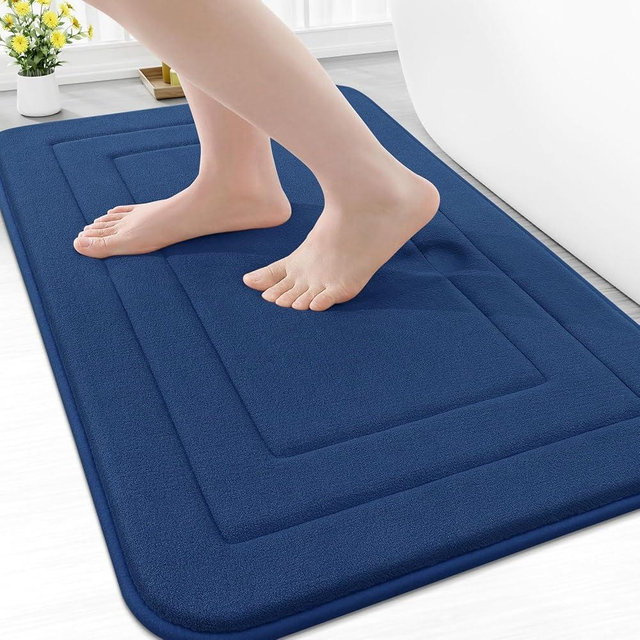 Arotive Memory Foam Bathroom Rug Mat 30x20, Ultra Soft and Absorbent Bath Mat, Machine Wash Dry, Comfortable Bath Rug Carpet for Bathroom Floor, Tub and Shower, Navy
