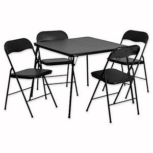 Flash Furniture 5-Piece Folding Card Table and Chairs in Black