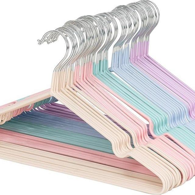 Lomani Colored Steel Clothes Hangers,60-Pack Random Color, Non Slip, Durable Heavy Duty, Coat & Suit Hangers Space Saving Adult