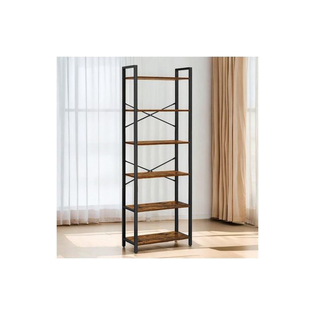 6-Tier Tall Bookshelf, Large Bookcase with Steel Frame, Deep Book Shelf for Living Room, Home Office, Study, 11.8 x 26 x 73.2 Inches