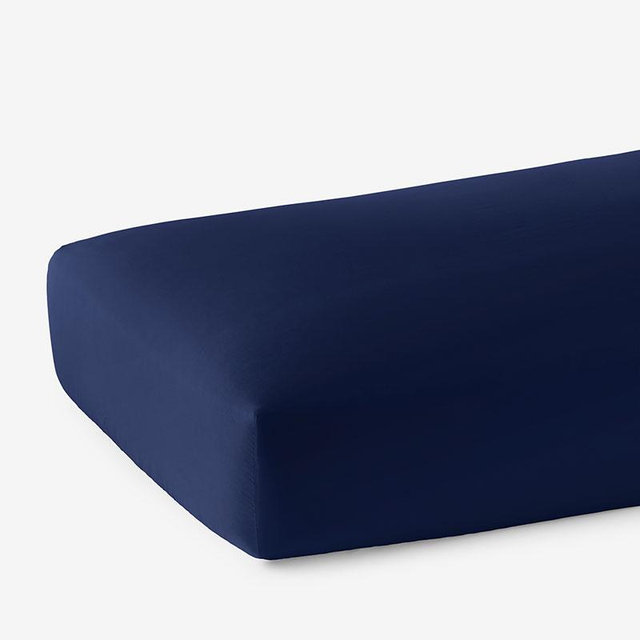 Classic Cool Cotton Percale Fitted Bed Sheet - King - Navy Blue