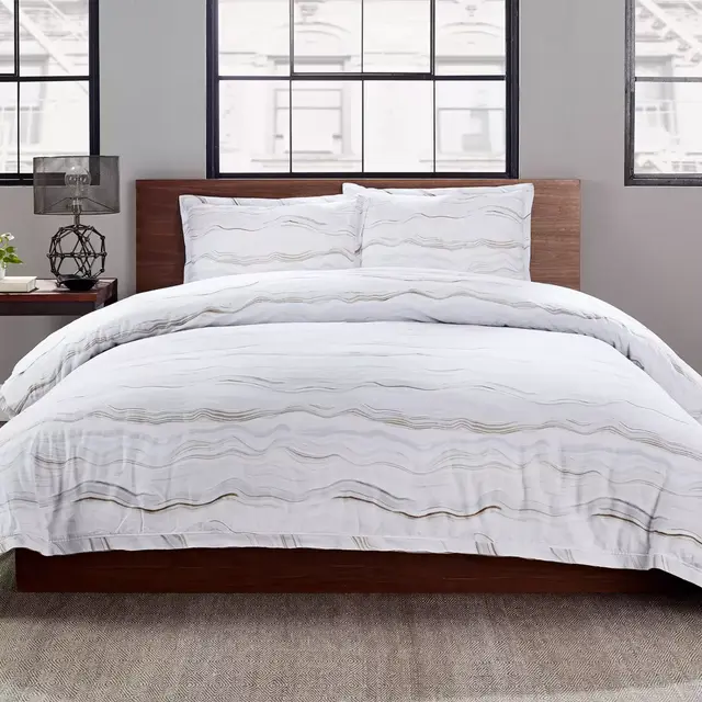 Garment Washed Agate 3-Piece Full/Queen Duvet Cover Set in Grey