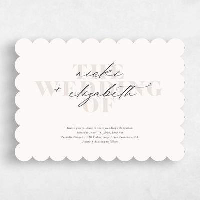 Beige Scalloped Wedding Invitation - Temecula Landscape
