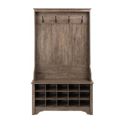 Hall Tree with Shoe Storage Drifted Gray - Prepac
