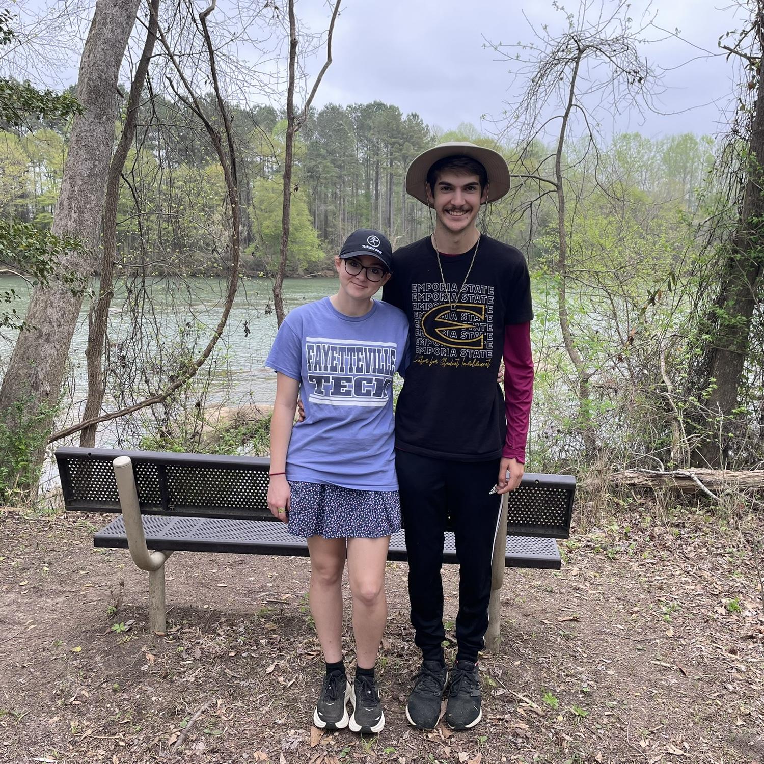 Catherine as a college athlete playing disc golf
