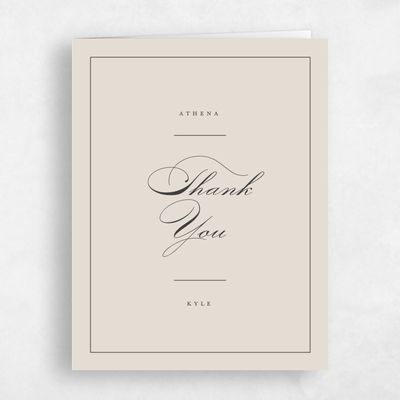 Classic Greige, Beige Wedding Thank You - Perseus Portrait