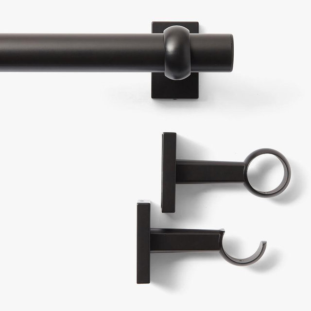 Standard Curtain Rod & Wall Bracket, Antique Bronze, 48" - 88", 0.75" Diam.